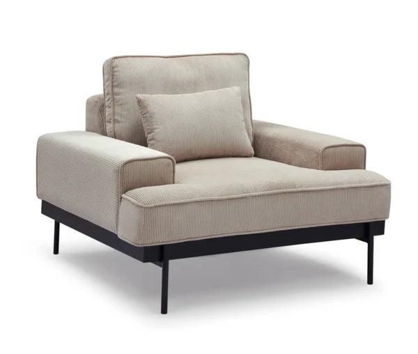 Fauteuil velours côtelé beige - Yoko