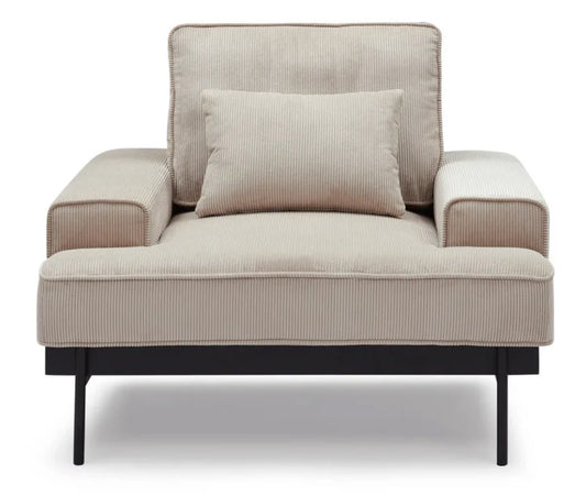 Fauteuil velours côtelé beige - Yoko