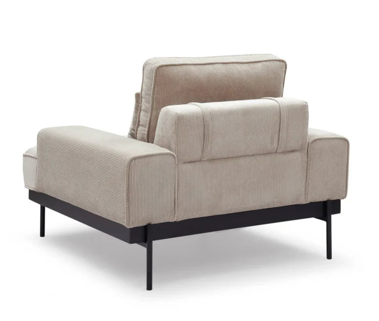 Fauteuil velours côtelé beige - Yoko
